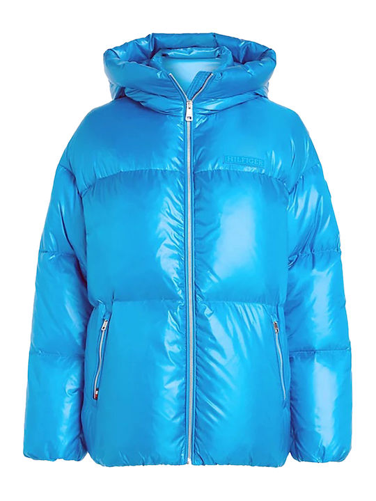 Kurz Damen Puffer Jacke für Winter Türkis