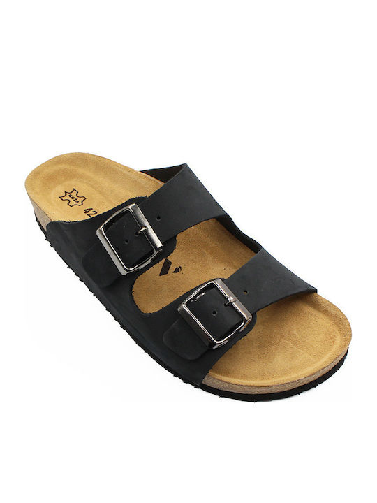 Leder Herrensandalen in Schwarz Farbe