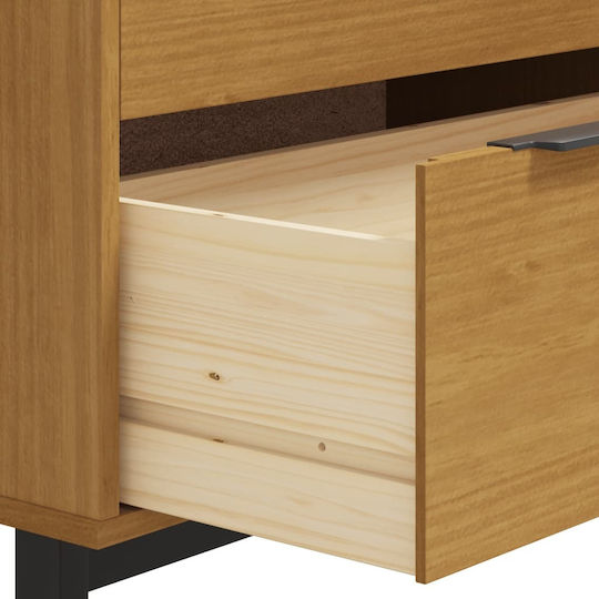 Chest of Drawers of Solid Wood with 2 Drawers Brown 80x40x80cm