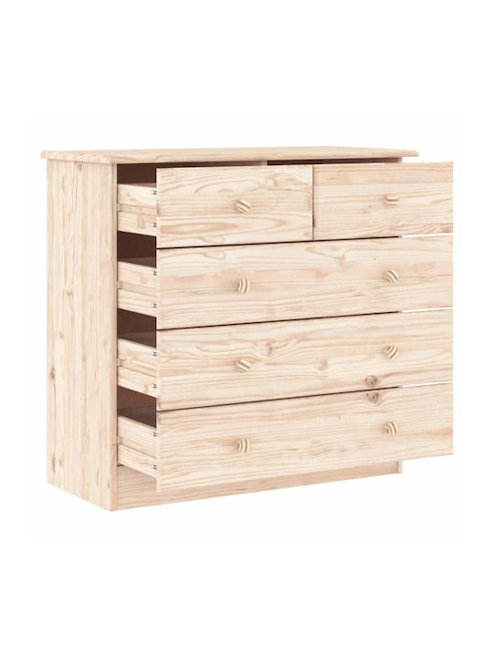 Chest of Drawers of Solid Wood with 5 Drawers Brown 77x35x73cm