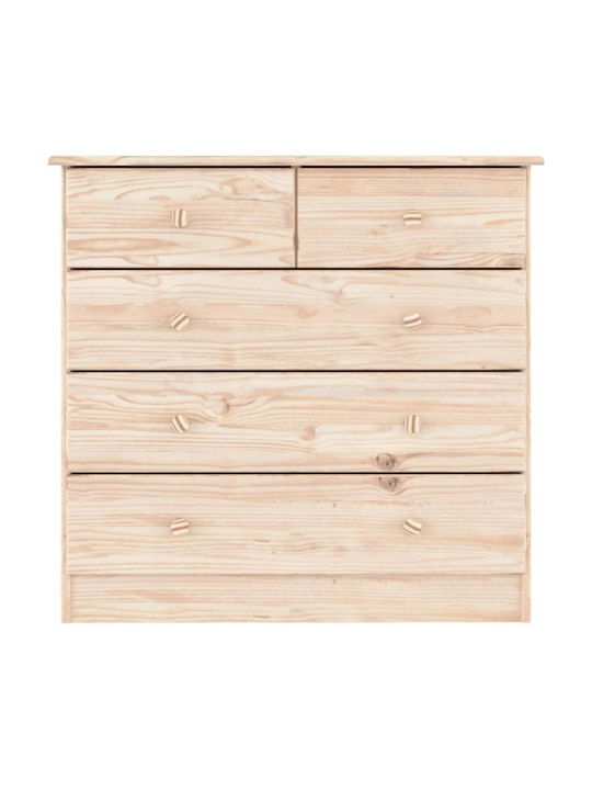 Chest of Drawers of Solid Wood with 5 Drawers Brown 77x35x73cm