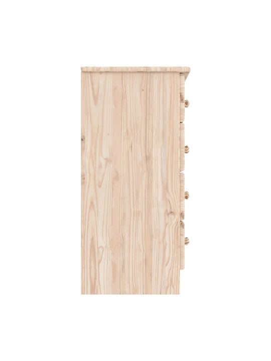 Chest of Drawers of Solid Wood with 5 Drawers Brown 77x35x73cm