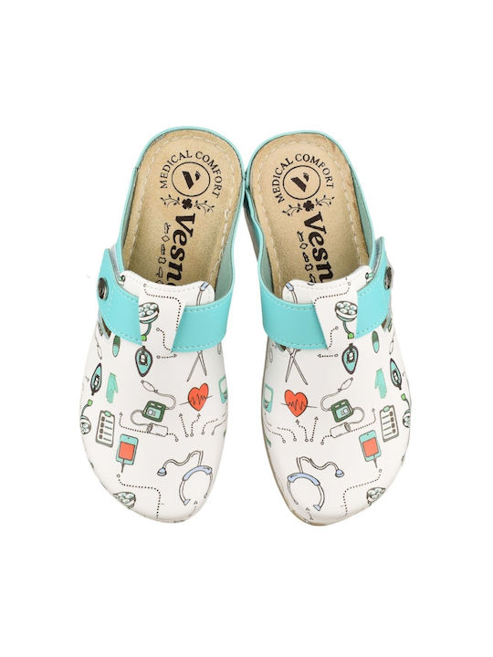 Vesna Damen Anatomisch Clogs Weiß