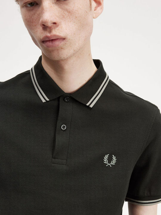 Fred Perry Twin Tipped Herren Shirt Kurzarm Polo Grün