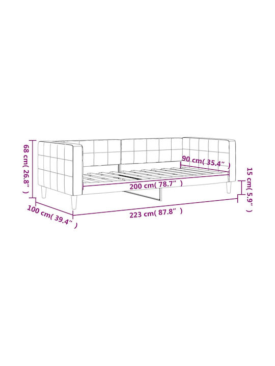 Sofa Bed Single Upholstered with Fabric Yellow with Slats for Mattress 90x200cm