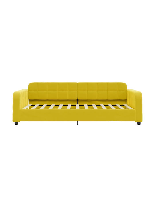 Canapea Pat Single Metalic Galben cu Lamele pentru Saltea 80x200cm