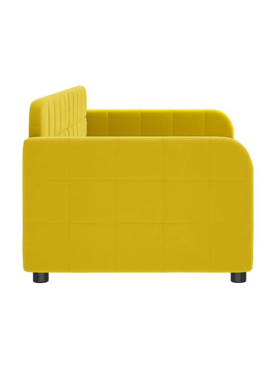Canapea Pat Single Metalic Galben cu Lamele pentru Saltea 80x200cm