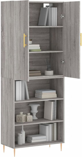 Living Room Display Cabinet Made of Grey Particle Board 69.5x34x180cm