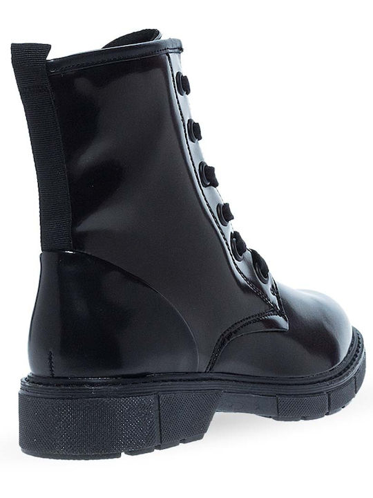 Stiefeletten Damen aus Lackleder Schwarz