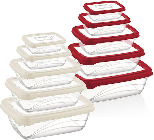 Herzberg Microwave Plastic Lunch Box Red 5pcs