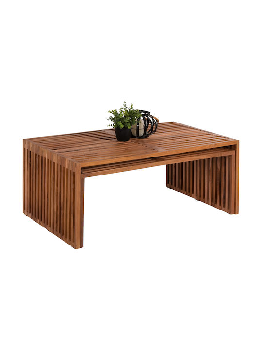 Rectangular Central Coffee Table Nya Made of Solid Wood Natural W116xD60xH46.5cm