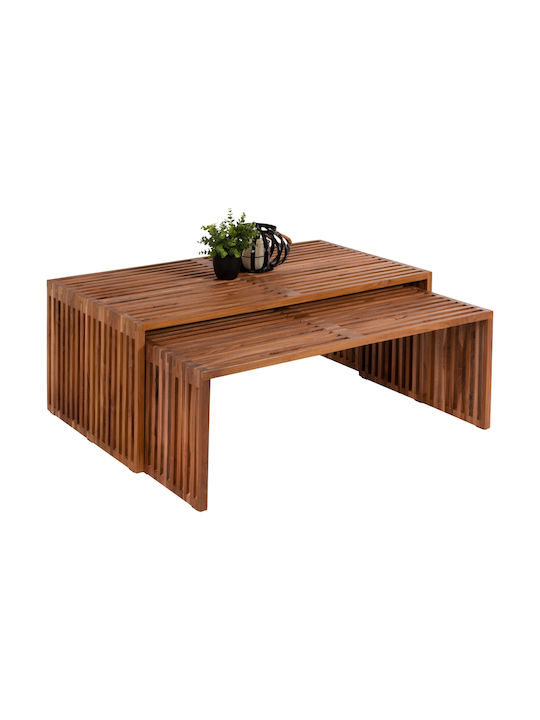 Rectangular Central Coffee Table Nya Made of Solid Wood Natural W116xD60xH46.5cm