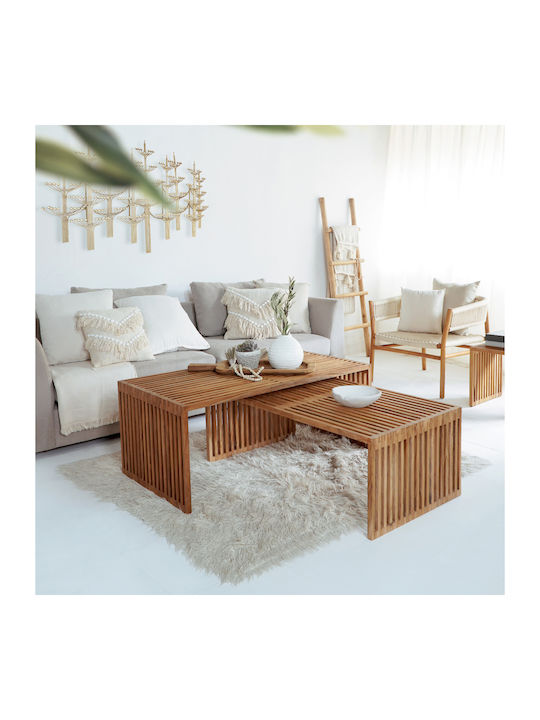 Rectangular Central Coffee Table Nya Made of Solid Wood Natural W116xD60xH46.5cm