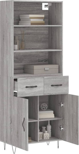 Grey Bookcase 69.5x34x180 cm