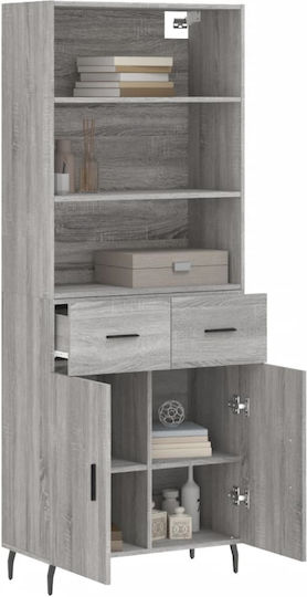 Bücherregal Grau 69,5x34x180cm
