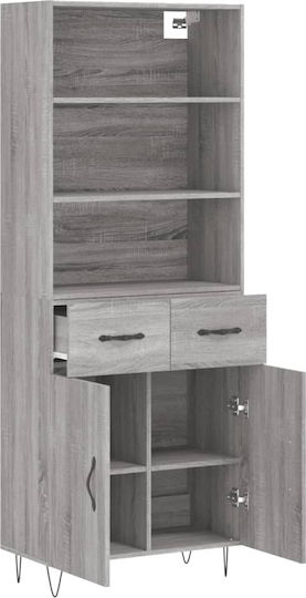 Grey Bookcase 69.5x34x180 cm