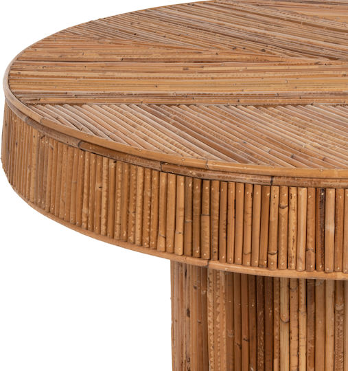 Masă Laterală Rotundă Din Bambus Natural L51xL51xÎ50cm