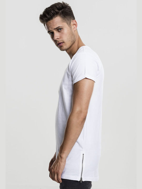 Urban Classics Men's Short Sleeve T-shirt with Zipper White