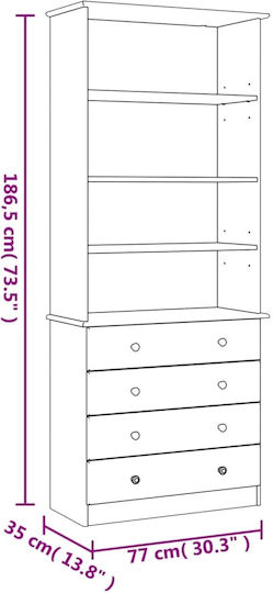 Βιβλιοθήκη Μπεζ 77x35x186.5εκ.