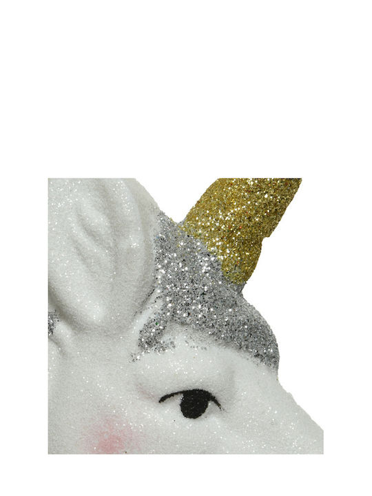 Hängend Hängendes Ornament Ηorse Weiß mit Glitzer 4.5x9.5cm
