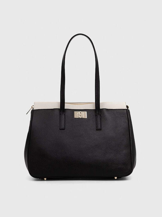 Furla 1927 Leather Women's Bag Tote Hand Black