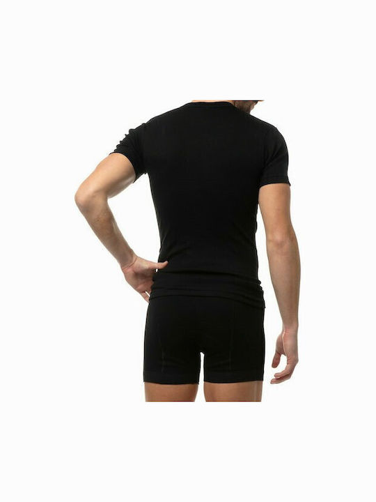 Maax Underwear Men's Short Sleeve Undershirts Black 1Pachet