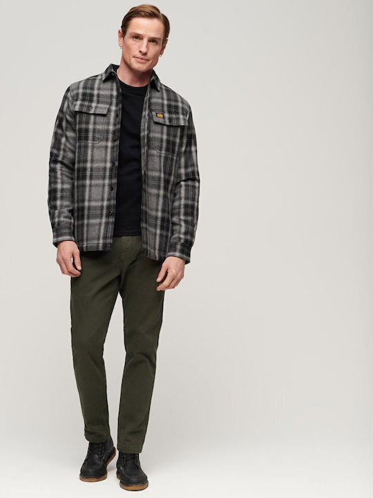 M D3 Ovin Long Sleeve Overshirt Regular Fit Checked Black