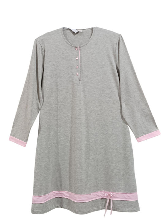 Billy's Fashion Winter Women's Cotton Robe with Nightdress Gray