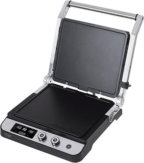 Adler Tabletop Electric Grill Smooth and Ribbed Plate 3000W with Adjustable Thermostat 29cmx26cmcm