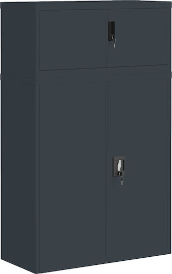 Office Storage Metal Cabinet with Lock Ανθρακί L90xW40xH145cm
