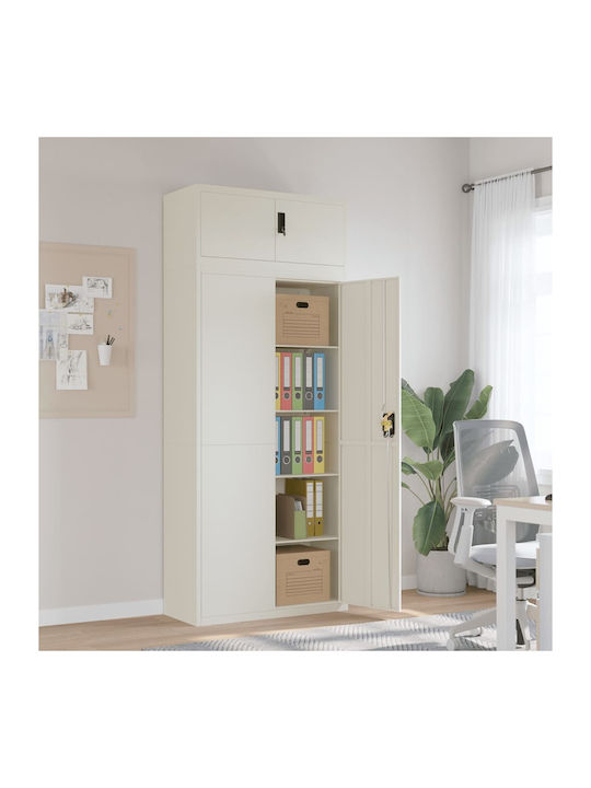 În picioare pe podea de Birou Metalică cu încuietoare Alb 90x40x220cm