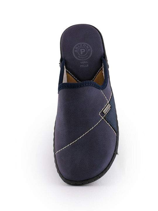 Men's Leather Slippers Blue