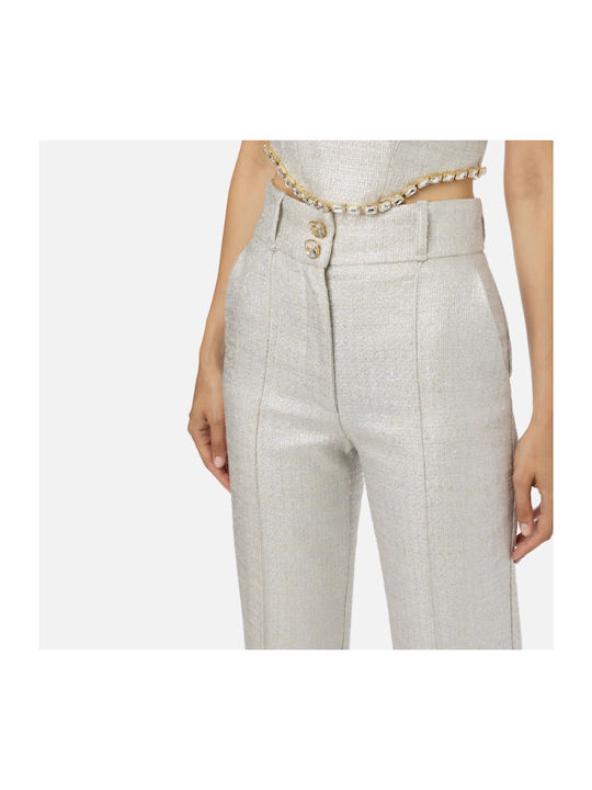 Elisabetta Franchi Women's Fabric Trousers Silver