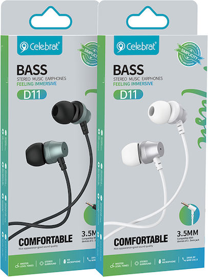 Celebrat D11-WH In-ear Handsfree με Βύσμα 3.5mm Λευκό