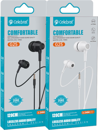 Celebrat G25-WH In-Ear Freihändig Kopfhörer mit Stecker 3.5mm Weiß