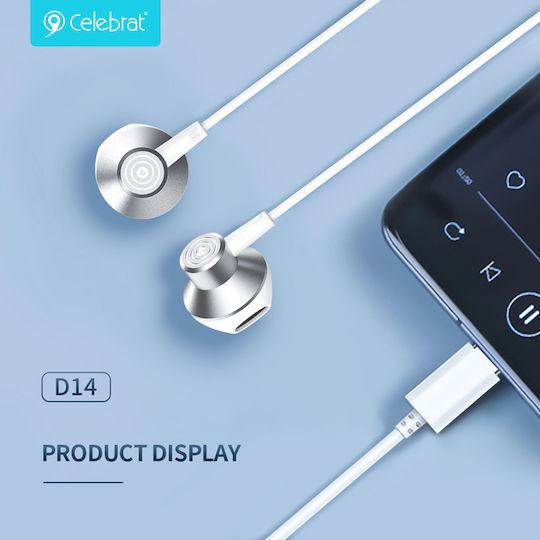 Celebrat Earbuds Handsfree with USB-C Connector White