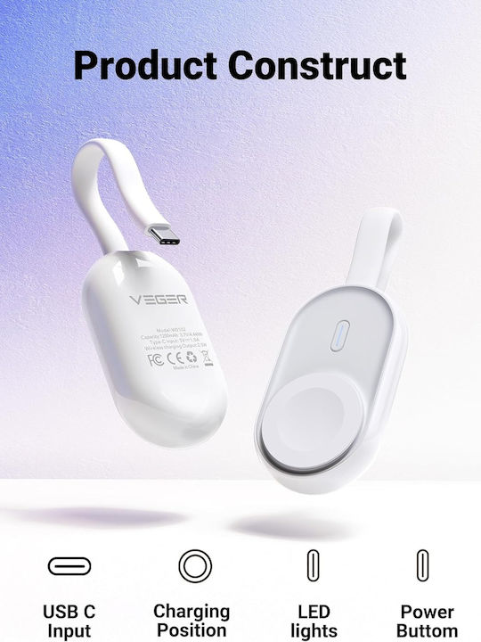 Veger W0102 Wearable Charger Apple Watch Whiteς