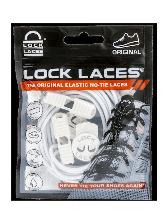 Lock Laces Κορδόνια Παπουτσιών Ελαστικά Λευκά 2τμχ 122cm
