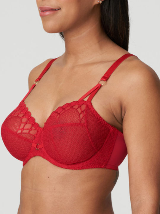 Primadonna Lace Underwear Set with Bra & Slip Red