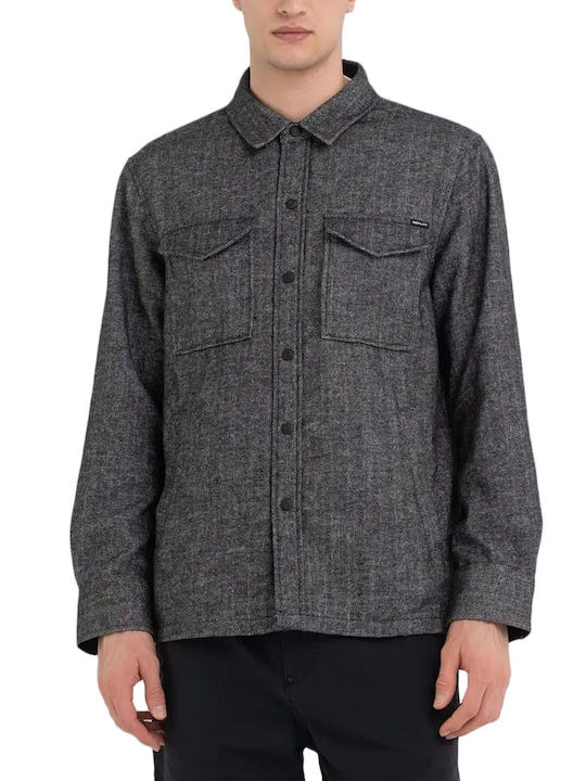 Replay Men's Shirt Overshirt Long Sleeve Flannel Gray