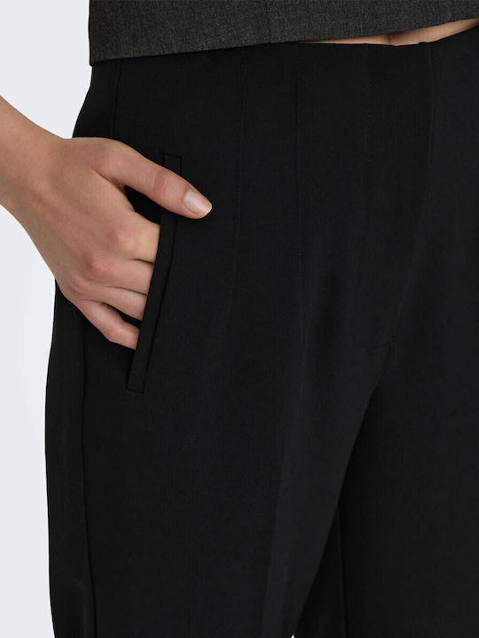Damen Hoch tailliert Stoff Hose Black
