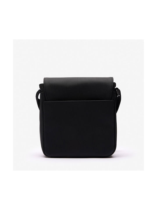 Lacoste Shoulder / Crossbody Bag with Magnetic Clasp & Adjustable Strap Black 20x6.5x21cm