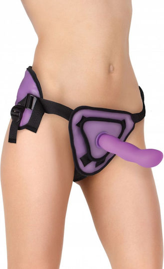 Shots Ouch Deluxe Silicone Strap On Harness with Dildo 20.5cm in Purple Color