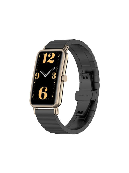 Fit Mini One Bead Metal Steel Watch Armband Rostfreier Stahl Schwarz (Huawei Watch Fit Mini)