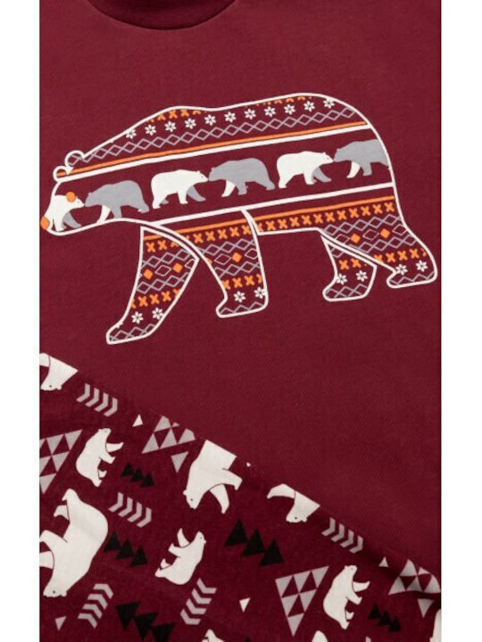 Minerva Kids' Pajamas Winter Burgundy Bear