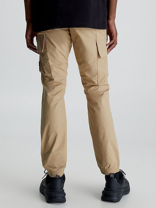 Calvin Klein Men's Trousers Cargo Elastic in Skinny Fit Beige