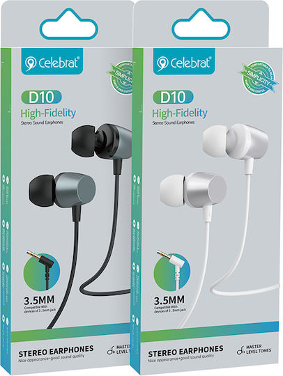 Celebrat D10 In-ear Handsfree με Βύσμα 3.5mm Μαύρο