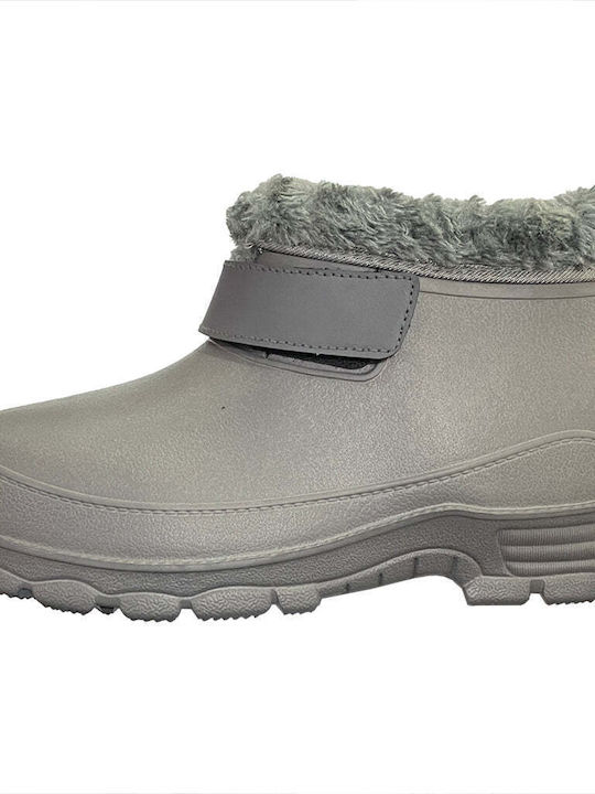 Ustyle Non-Slip Work Wellies with Fur Gray