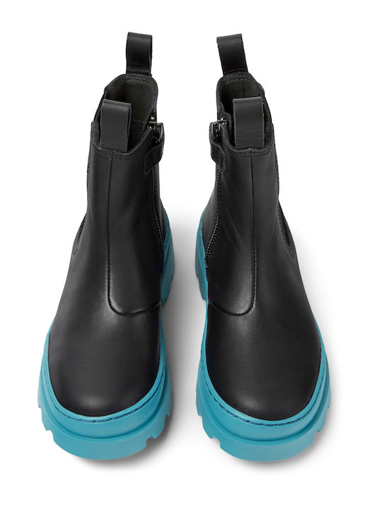 Camper Brutus Kids Leather Boots with Zipper Black