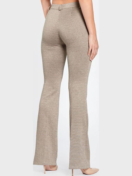 Women's Fabric Trousers Regular Fit Beige